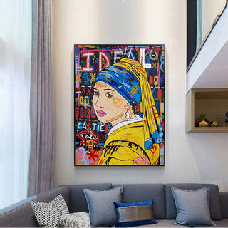 Banksy The Milkmaid Graffiti Canvas Wall Art-Wall Posters