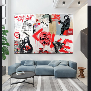 Banksy We are all in this Together Canvas Wall Art-Wall Posters