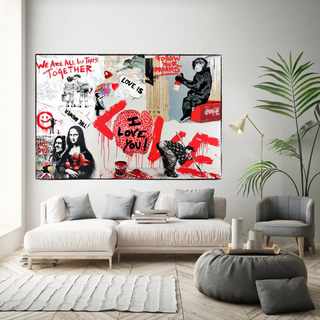 Banksy We are all in this Together Canvas Wall Art-Wall Posters