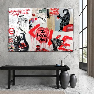 Banksy We are all in this Together Canvas Wall Art-Wall Posters