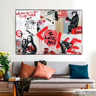 Banksy We are all in this Together Canvas Wall Art-Wall Posters