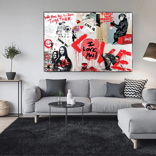 Banksy We are all in this Together Canvas Wall Art-Wall Posters