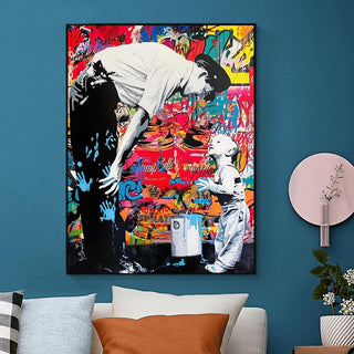 Banksy and Boy Canvas Wall Art-Wall Posters