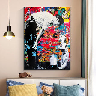 Banksy and Boy Canvas Wall Art-Wall Posters