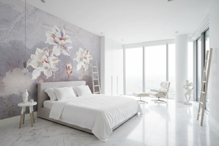 Behind the Bed Flowers Wallpaper Mural