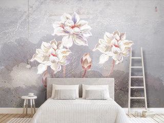 Behind the Bed Flowers Wallpaper Mural-Flower & Leaf Wallpaper