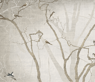 Birds on Tree Trunks Wallpaper Mural - Enhance Your Space-Trees Wallpaper