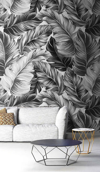 Black Beauty Leaves Wallpaper Mural-Flower & Leaf Wallpaper