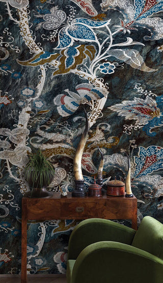 Black Floral fairytale Wallpaper Mural-Flower & Leaf Wallpaper