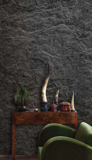Black Layered Stone Wallpaper Mural-Marble Design Wallpaper
