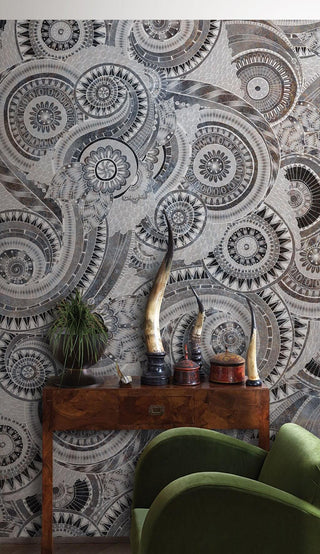 Black Mandala Boho Wallpaper Mural-Geometric Shapes Wallpaper