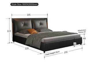 Black Movino Design Cushioned Bed Frame-Bed Frame