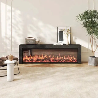 Black Oak Fireplace TV Cabinet Simulated Flames-Fireplaces