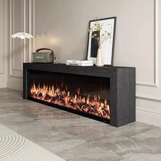 Black Oak Fireplace TV Cabinet Simulated Flames-Fireplaces