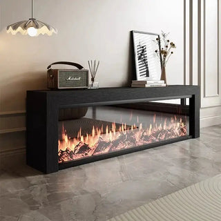 Black Oak Fireplace TV Cabinet Simulated Flames-Fireplaces