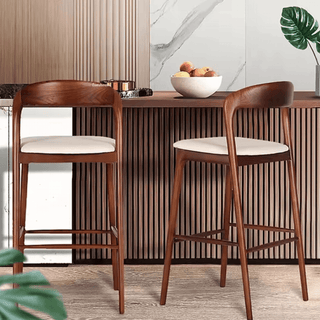Black Walnut Solid Wood Bar Counter Chair – Minimalist Elegance-Bar Stools
