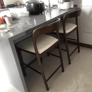 Black Walnut Solid Wood Bar Counter Chair – Minimalist Elegance-Bar Stools