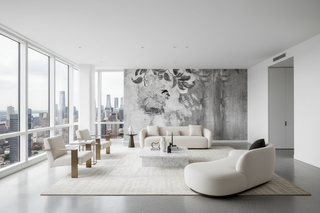 Black & White Flowers Rush Wallpaper Mural