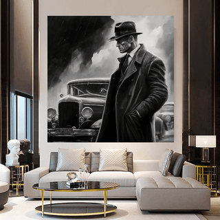 Black & White Mafia Boss Classic Canvas Wall Art-Wall Posters