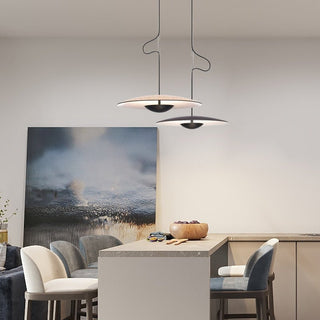 Black Wood Grain LED Pendant Light for Dining Room, Kitchen Decor-Pendant Lights