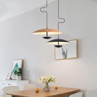 Black Wood Grain LED Pendant Light for Dining Room, Kitchen Decor-Pendant Lights
