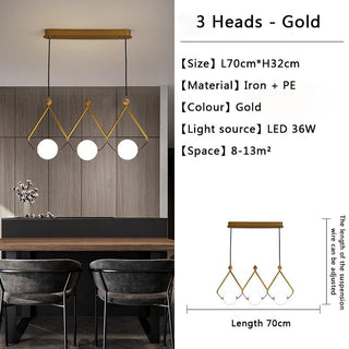 Black and Gold Globe LED - Glass Balls Hanging Light-Kitchen Island