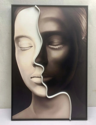 Black and White Neon LED Faces Wall Art – Minimalist Design-LED Wall Art