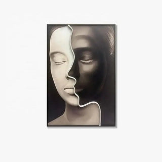 Black and White Neon LED Faces Wall Art – Minimalist Design-LED Wall Art