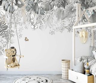 Blossom Greens Wallpaper Murals: Stunning Wall Decor-Flower & Leaf Wallpaper