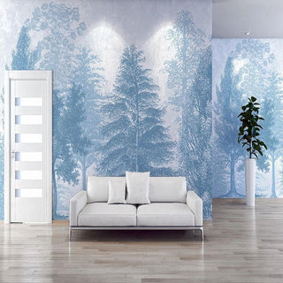 Blue Forest Trees Wallpaper: Transform Your Space-Trees Wallpaper