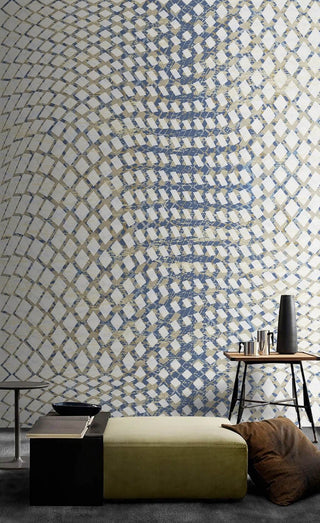 Blue Geometric Waves Wallpaper Mural-Geometric Shapes Wallpaper