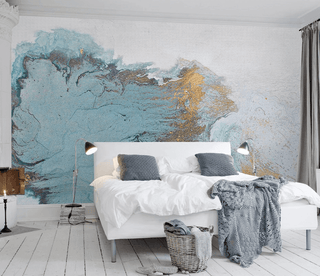 Blue & Gold Shade Marble Wallpaper Murals-Marble Design Wallpaper