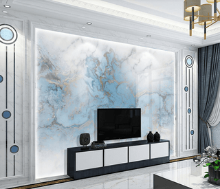 Blue Marble Wallpaper Mural: Transform your space-Marble Design Wallpaper