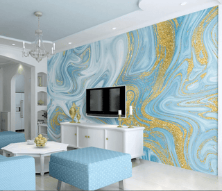 Blue Marble Wallpaper Mural: Transform your space-Marble Design Wallpaper
