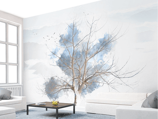 Blue Tree Sketch Wallpaper Murals-Trees Wallpaper