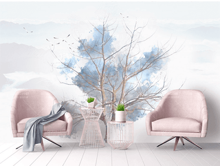 Blue Tree Sketch Wallpaper Murals-Trees Wallpaper