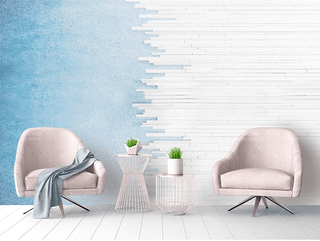 Blue & White Merge Lines Wallpaper Murals-Marble Design Wallpaper