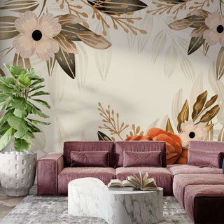 Bohemian Floral Wallpaper Mural: Transform Your Space-Flower & Leaf Wallpaper