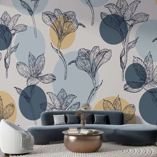 Boho Flowers Wallpaper Mural - Vibrant & Stylish Décor-Flower & Leaf Wallpaper