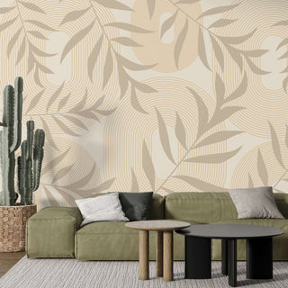 Boho Leafs Wallpaper Mural: Stunning Décor for Any Space-Flower & Leaf Wallpaper