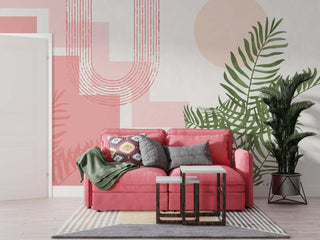 Boho Shapes Wall Mural: Transform Your Space-Flower & Leaf Wallpaper