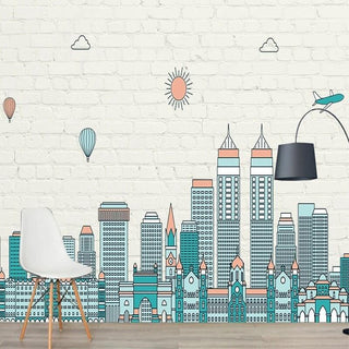 Brick Walls with Hidden Houses Wallpaper-Kids Room Wallpaper