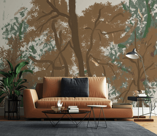 Brown Brushed Paint Tree - Tree Trunks Wallpaper Murals-Trees Wallpaper