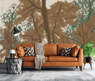 Brown Brushed Paint Tree - Tree Trunks Wallpaper Murals-Trees Wallpaper
