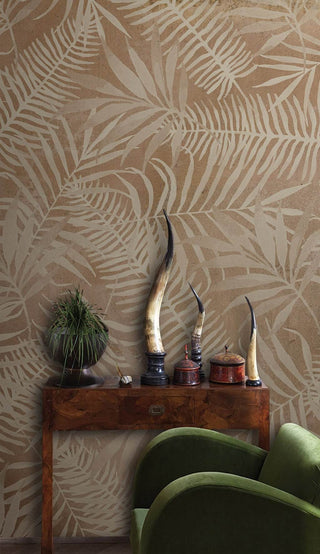 Brown Sketchy Leaves Wallpaper Mural-Flower & Leaf Wallpaper