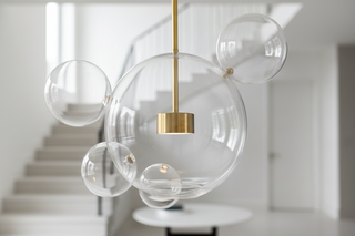 Bubbles Glass Chandelier – Clear & Frosted Multi-Head Pendant Light