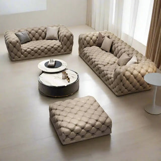 Buckle Chesterfield Sofa Set – Classic Tufted Design