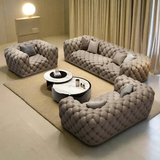 Buckle Chesterfield Sofa Set – Classic Tufted Design