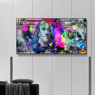 Burning 100 Dollar Bill Colour Canvas Wall Art-Wall Posters