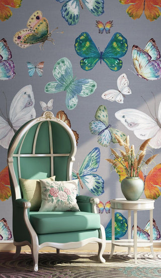 Butterfly Garden Bliss Wallpaper Mural-Flower & Leaf Wallpaper